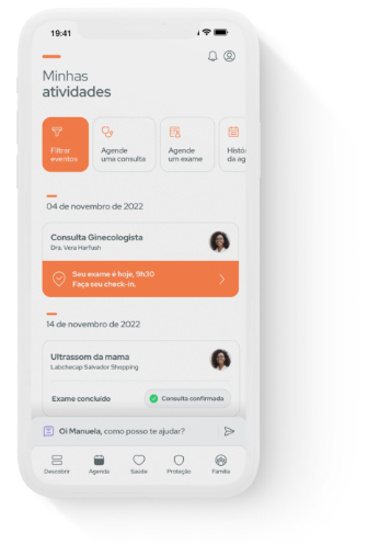 Agendamento de consultas e exames.