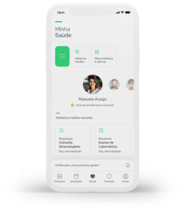 Tela saúde do kivid app